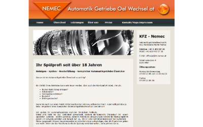 Top of the website for KFZ Nemec DSG und Automatikgetriebe Service