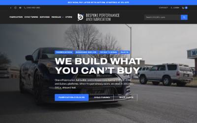 Top of the website for Bespoke Performance and Fabrication