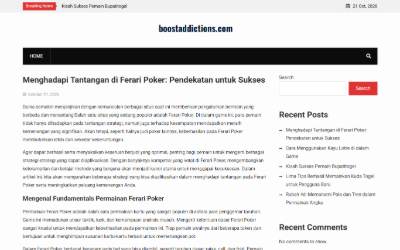 Top of the website for Boost Addictions