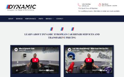 Top of the website for Dynamic BMW Performance