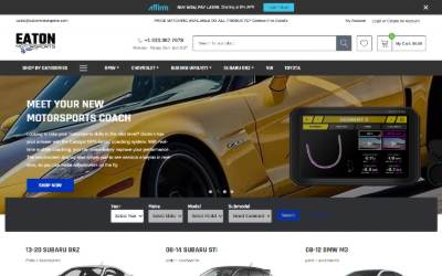 Top of the website for Eaton Motorsports