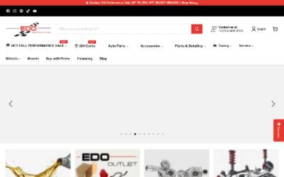 Top of the website for Edo Performance