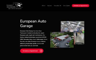 Top of the website for European Auto Garage