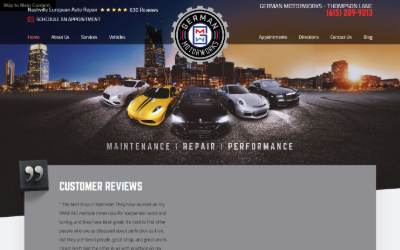 Top of the website for German Motorworks LLC.
