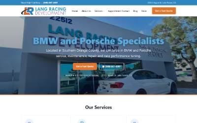 Top of the website for Lang Racing Development
