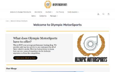 Top of the website for Olympic MotorSports