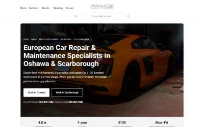 Top of the website for Parts Plug