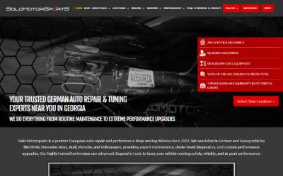 Top of the website for SOLO MOTORSPORTS - Norcross