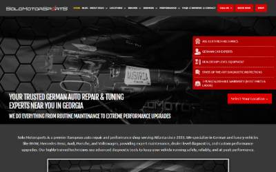 Top of the website for SOLO MOTORSPORTS - Gainesville