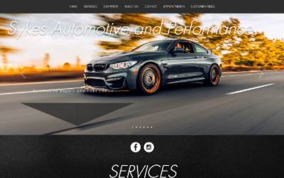 Top of the website for Sykes Automotive and Performance