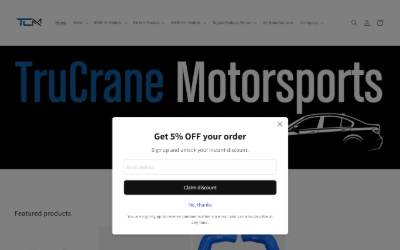 Top of the website for TruCrane Motorsports