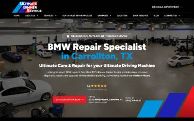 Top of the website for Ultimate Bimmer Service