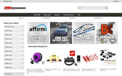 Top of the website for ZNM Parts Corp/ ZNM Performance