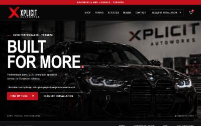 Top of the website for Xplict Autoworks