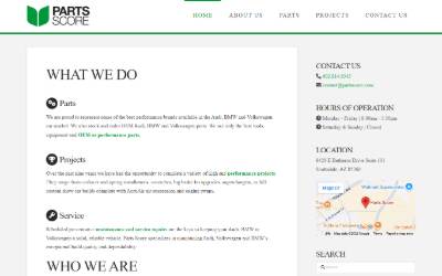 Top of the website for Parts Score