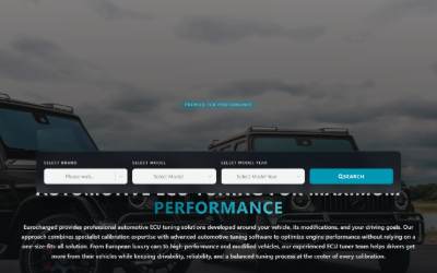 Top of the website for Eurocharged Performance