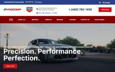Top of the website for Dyno-Comp