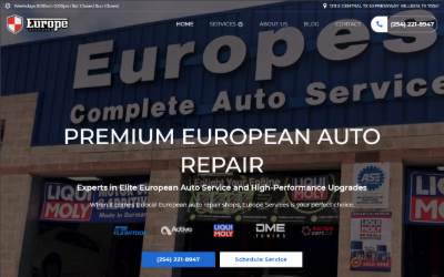 Top of the website for Europe Services Auto