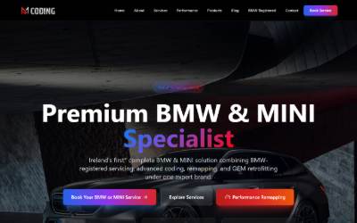 Top of the website for M Coding