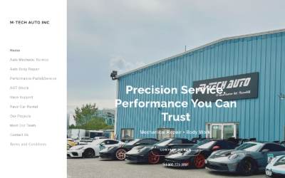 Top of the website for M-Tech Auto Inc