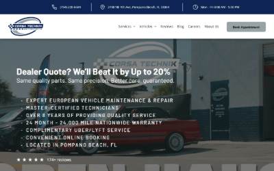 Top of the website for Corsa Technik Motorsports
