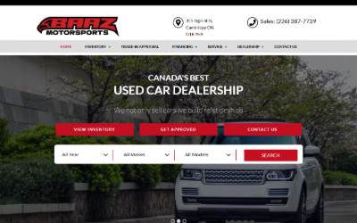 Top of the website for BAAZ MOTORSPORTS LTD