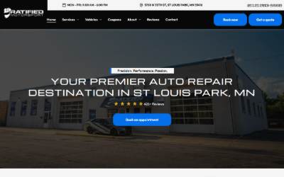 Top of the website for Ratified Motorsport