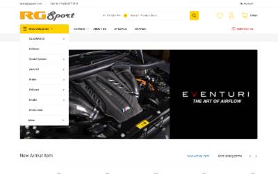 Top of the website for RG Sport