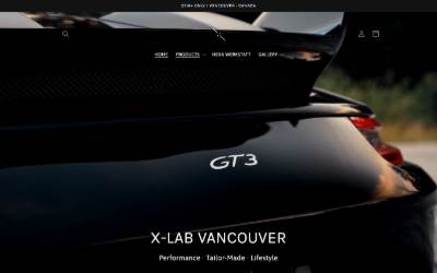 Top of the website for VANCOUVER X-LAB AUTOMOTIVE CUSTOMIZATIONS LTD.