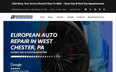 Top of the website for Bimmerworks