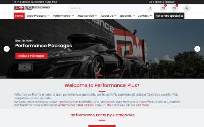 Top of the website for Performance Plus