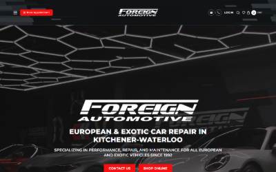 Top of the website for Foreign Automotive