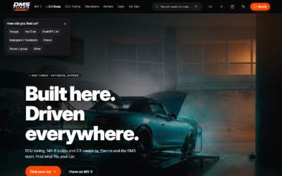 Top of the website for DMS Tuned