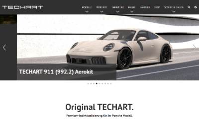 Top of the website for TECHART