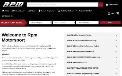 Top of the website for RPM Motorsport