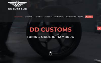 Top of the website for DD Customs