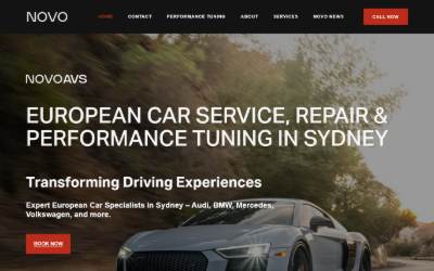 Top of the website for Novo Advanced Vehicle Services