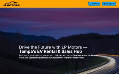 Top of the website for LP Motorsports