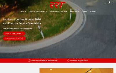 Top of the website for RRT Automotive & RRT Racing