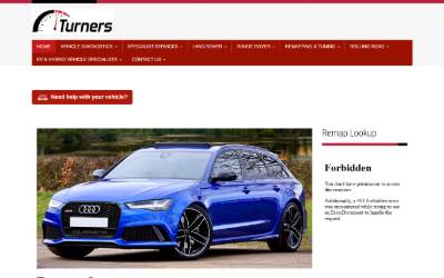 Top of the website for Turner Performance & Diagnostics Ltd