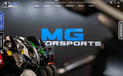 Top of the website for MG Motorsports