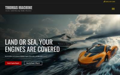 Top of the website for Thomas Auto Engine Rebuilders