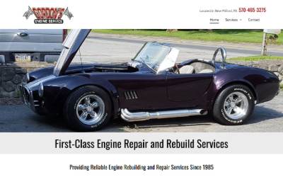 Top of the website for Gordon's Engine Service