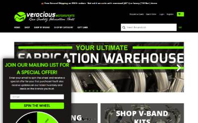 Top of the website for Verocious Motorsports