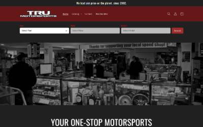 Top of the website for Tru Motorsports