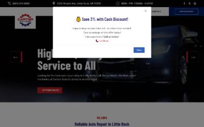 Top of the website for Carter Radiator Air Conditioning & Heating Service