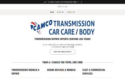 Top of the website for CAMCO Transmission