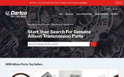 Top of the website for Dartco Transmission Sales & Service, Inc.