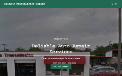 Top of the website for Keith's Transmission