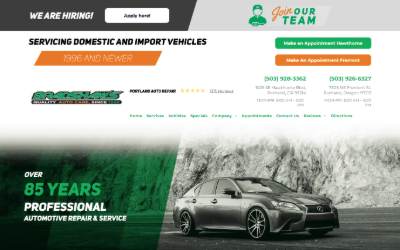 Top of the website for Bradshaws Auto Repair - Hawthorne